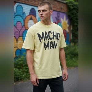Macho Man Graphic Tee in Light Yellow